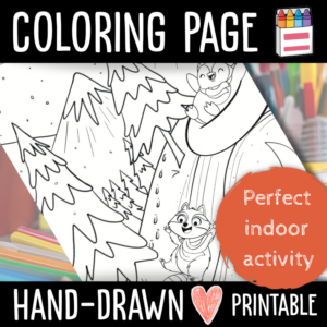 Winter coloring fun! Let this penguin and raccoon zoom down the hill as you add your creative touch.